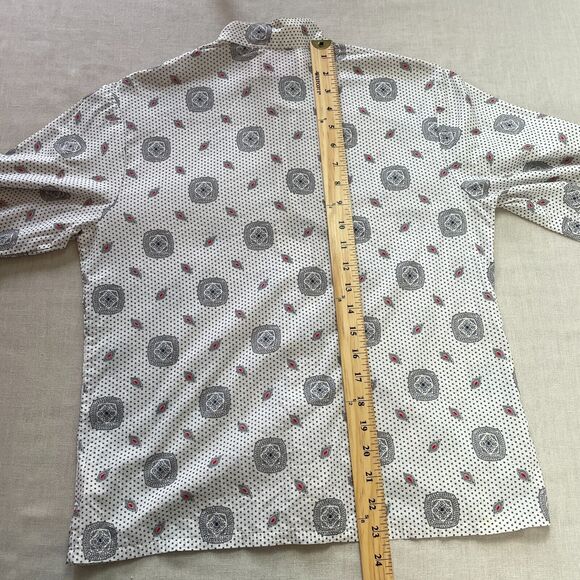 Pendleton Vintage Top Size 6 Petite White Gray Geometric Secretary Cotton 90s - Picture 12 of 13